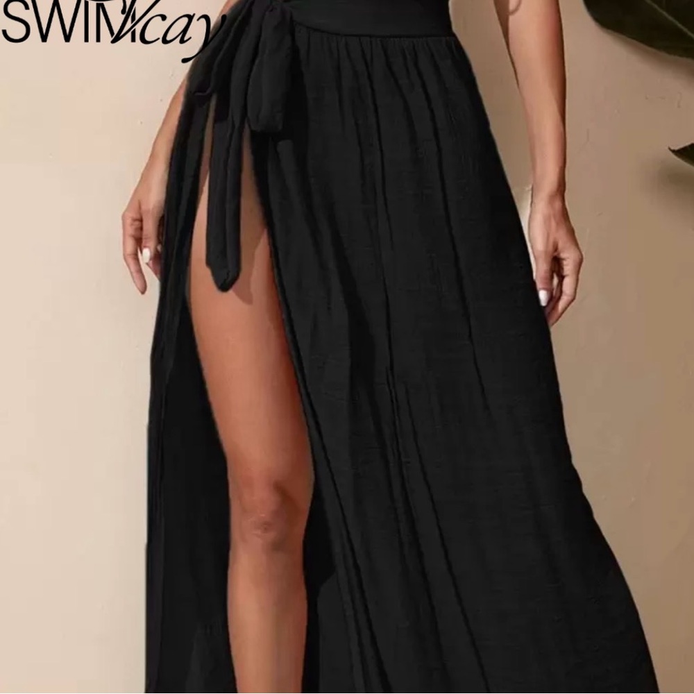 SHEIN Black Swim Coverup Skirt